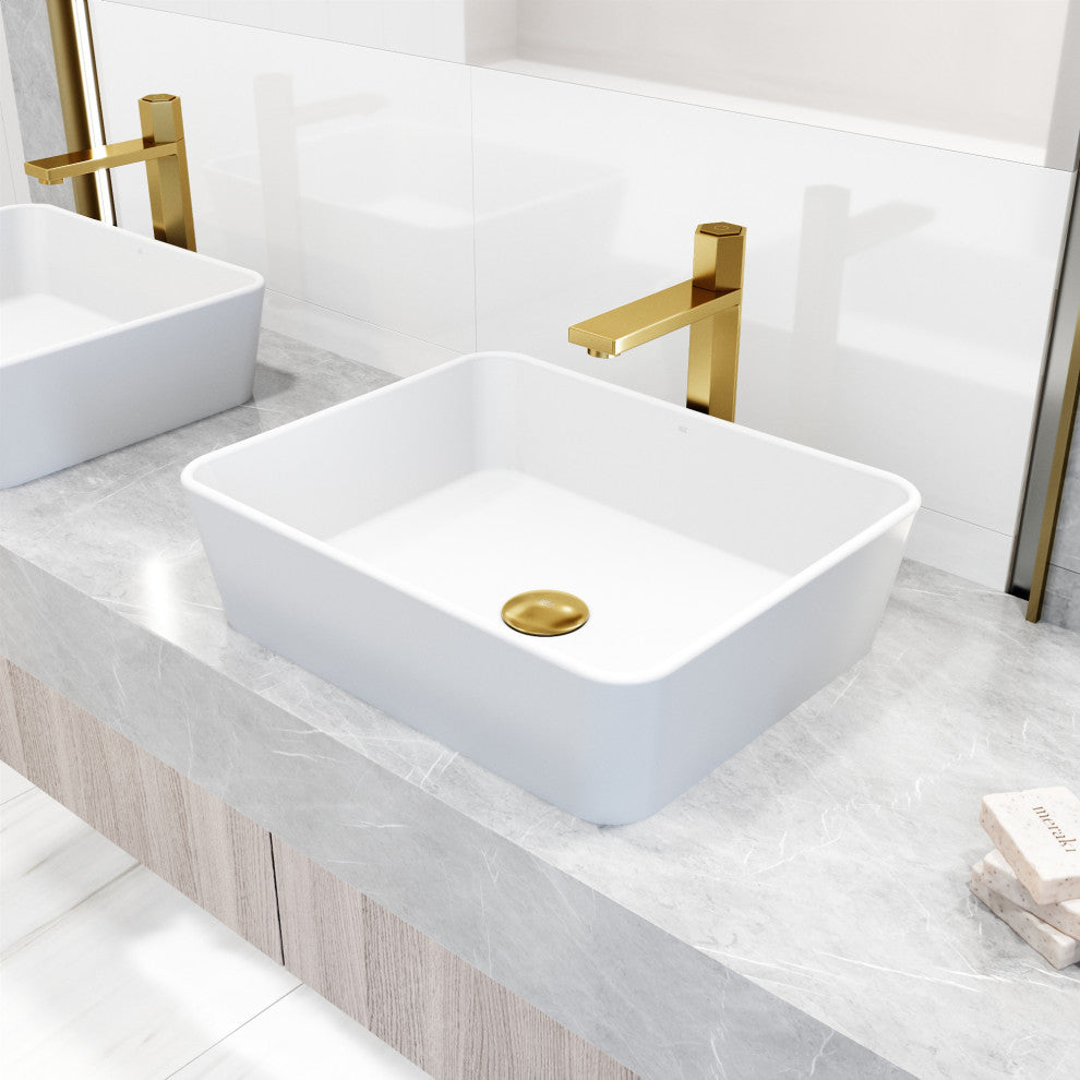 VIGO Nova 10" H Single Handle Single Hole Bathroom Vessel Faucet, Matte Brushed Gold