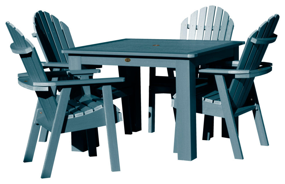 Muskoka 5-Piece Square Bistro Dining Set, Weathered Acorn, Nantucket Blue