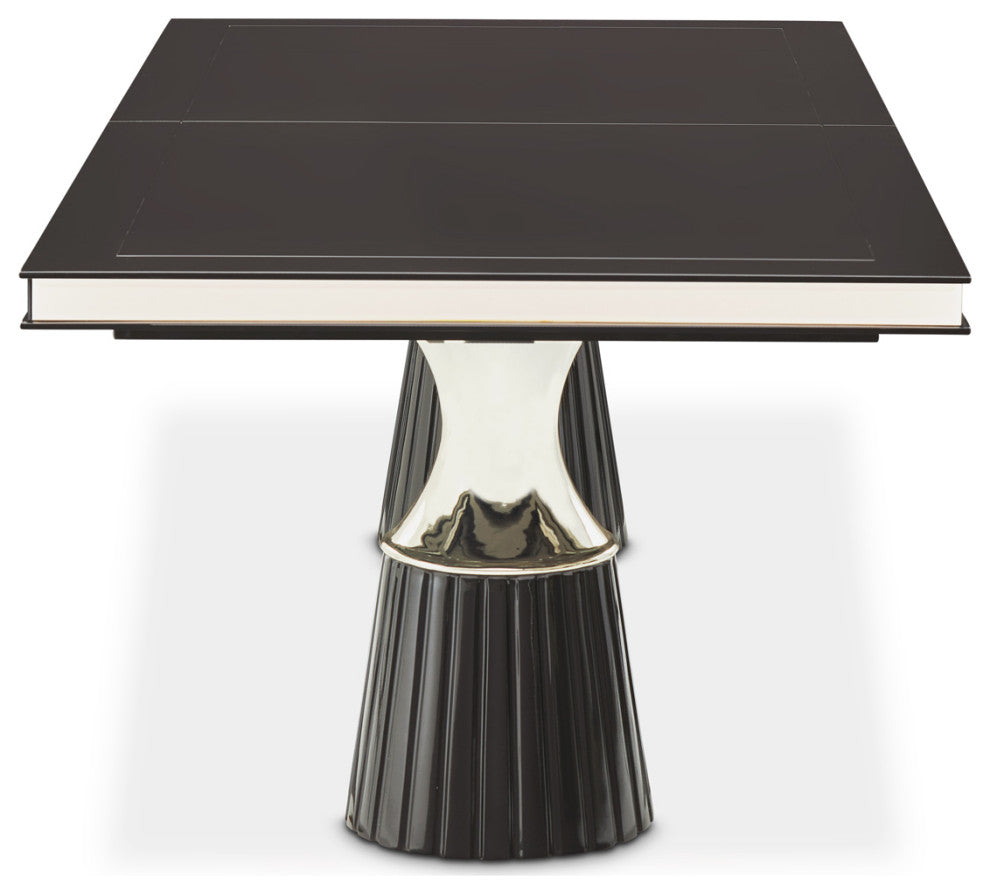 Carmela Double Pedestal Dining Table, Glossy Charcoal Sand
