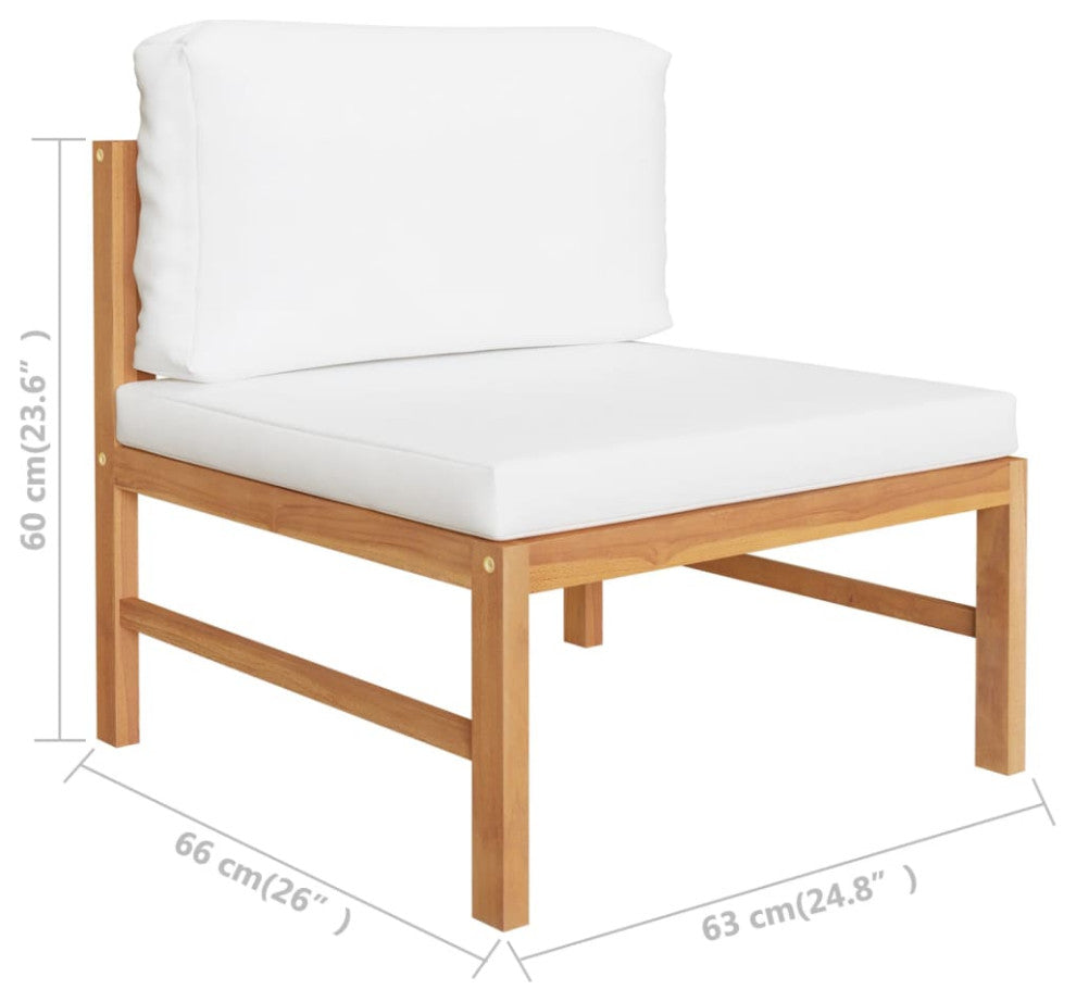 vidaXL 3 Piece Patio Lounge Set With Cream Cushions Teak Wood