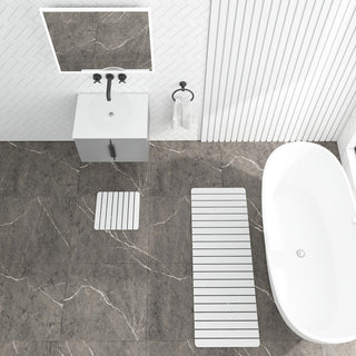 Diatomite Quick-Dry Stone Bath Mat Set, White, X-Large/Small Mats