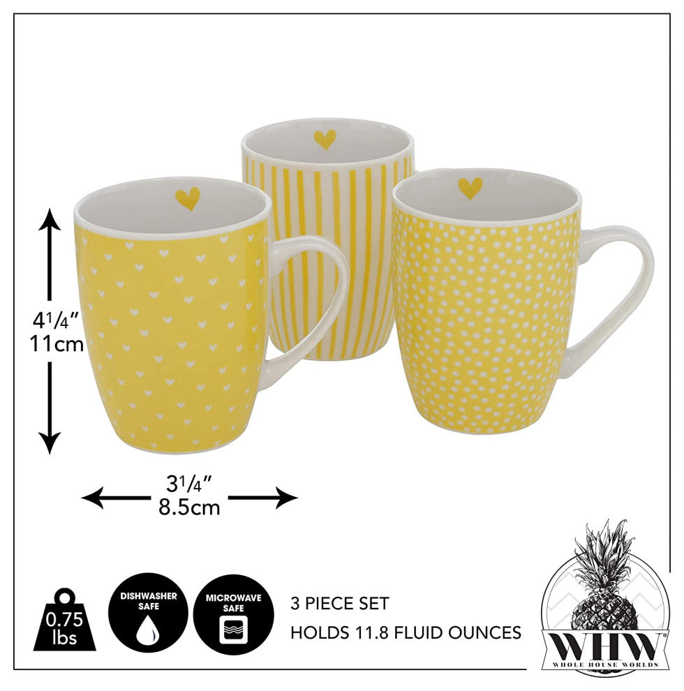 3 Piece Pop-yellow Mug Set