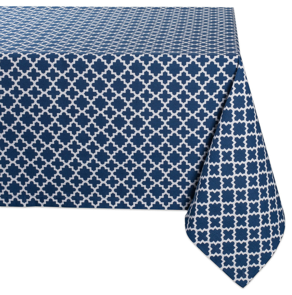 Nautical Blue Lattice Tablecloth 60X104