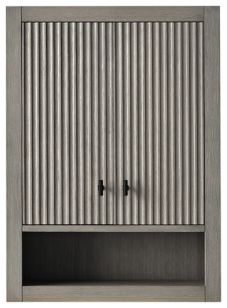 Vanity Art 24" Wall Mounted Bathroom Storage Cabinet, Linear Driftwood Gray, Matte Black Handle