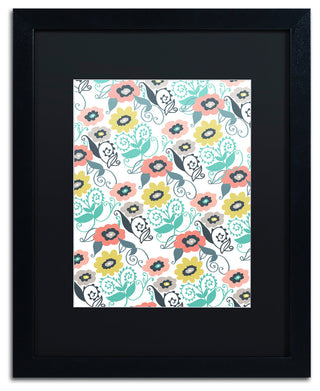 Elizabeth Caldwell 'Suzani Floral' Art, Black Frame, Black Mat, 16x20