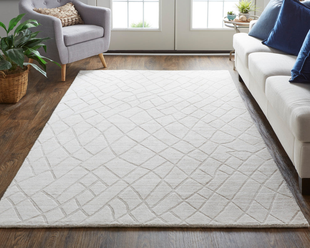 Weave & Wander Tatem Minimal Viscose Rug, Beige, 9' x 12' Rug