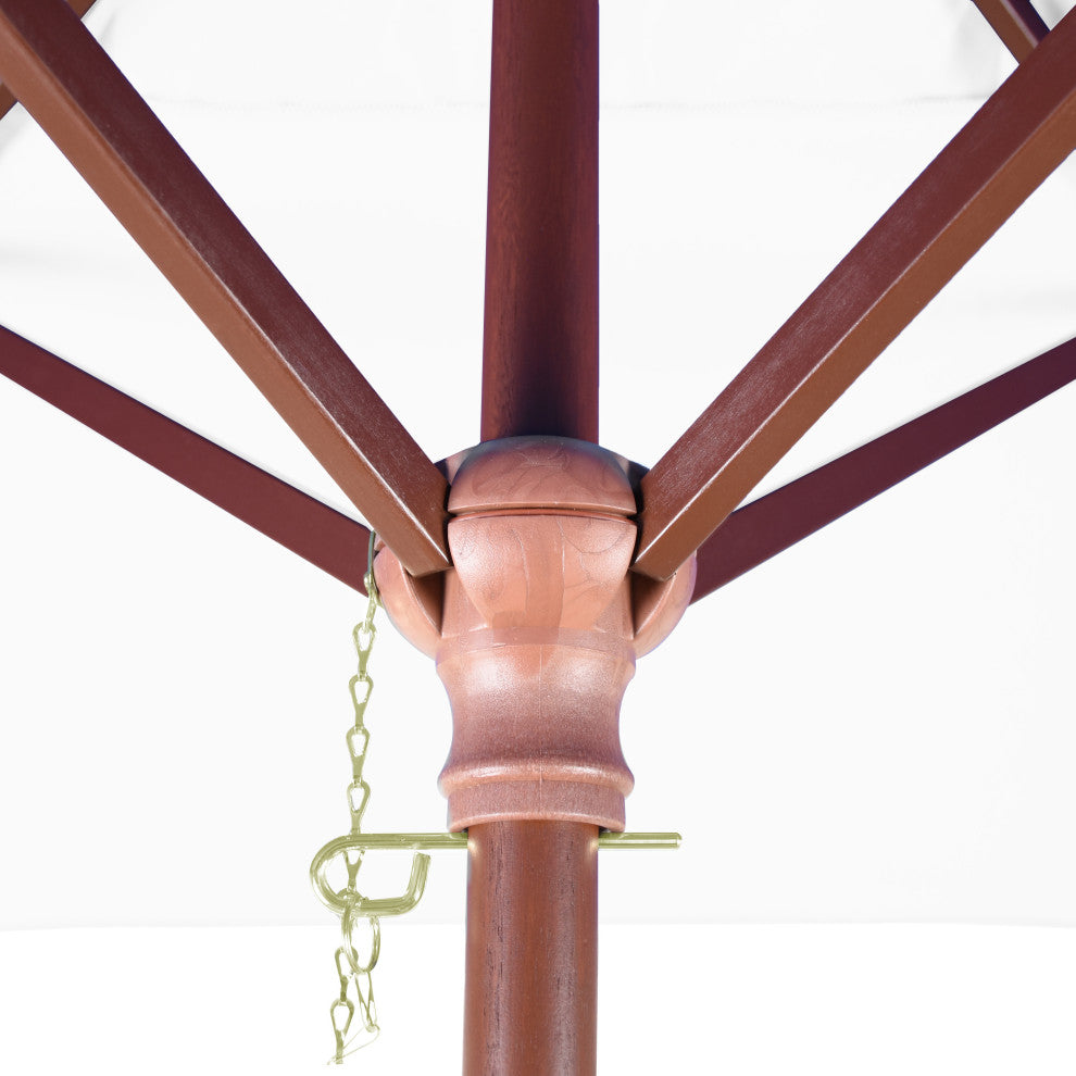 6' Square Push Lift Wood Umbrella, Sunbrella, Natural