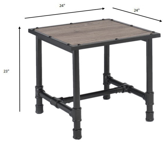 End Table, Rustic Oak and Black Particle Board, Melamine Rustic Oak and Black