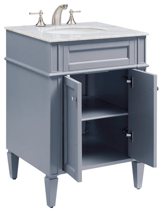 Home Living Vanity with Carrara White Marble Countertop, Gray, 24", Single Sink