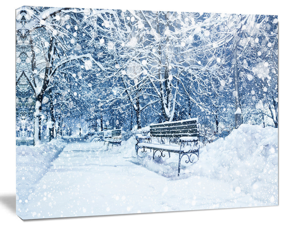City Covered with Snow, Landscape Canvas Art Print, 20"x12"