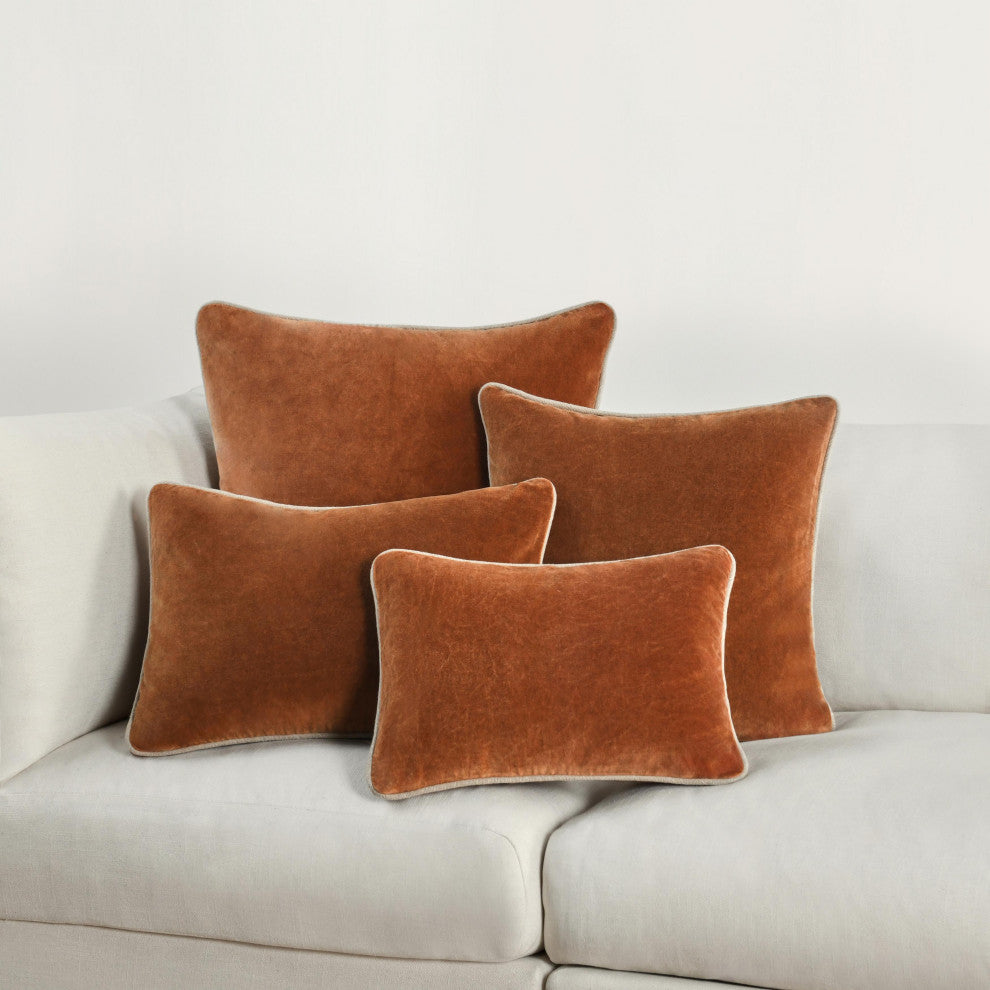 Harriet Velvet Throw Pillow by Kosas Home, Hazel Brown, 22x22