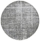 Carbon Gray Wool and Silk Abstract Design Hand Knotted Round Rug 8'2" x 8'2"