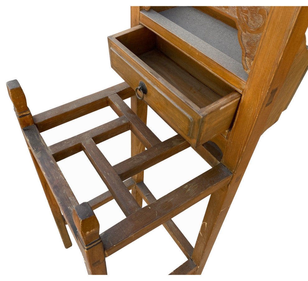 Chinese Oriental Wood Carving Cloth Rack Panel Wash Basin Stand Hcs6047