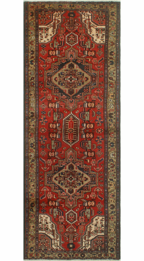 Fine Vintage Distressed Shepard Rust/Brown Runner, 3'6x9'9