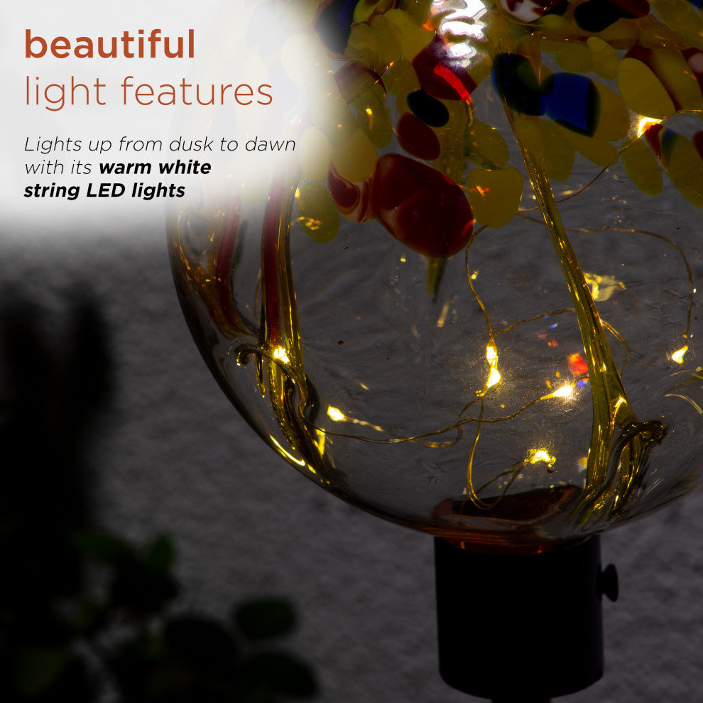 Solar Rainbow Splashes Glass Ball LED Garden Stake