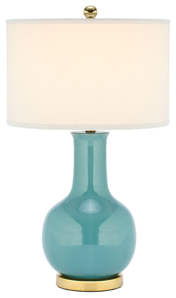 Safavieh White Ceramic Paris Lamp, Light Blue