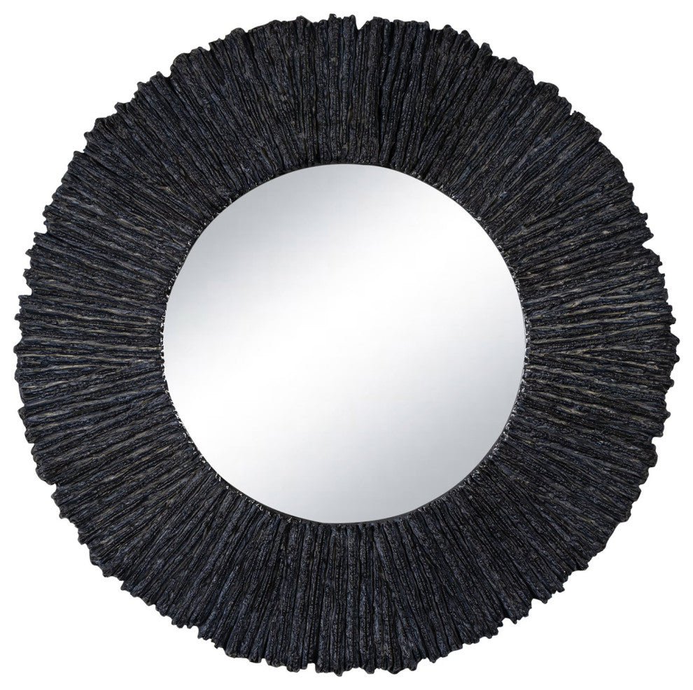 Slate Mirror Round, Black