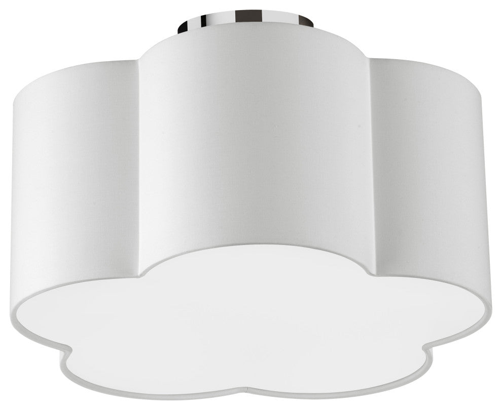 White Contemporary Flush Mount With Polished Chrome Metal
