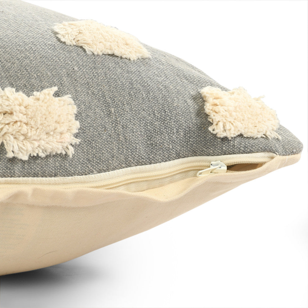 Pom Pom Palace Glam Throw Pillow, Light Gray, 20" X 20"