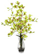 Dendrobium With Vase Silk Flower Arrangement, Green