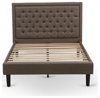 2Pc Bed Set, 1 Full Bed Frame Brown, 1 Night Stand, Wooden Black Legs