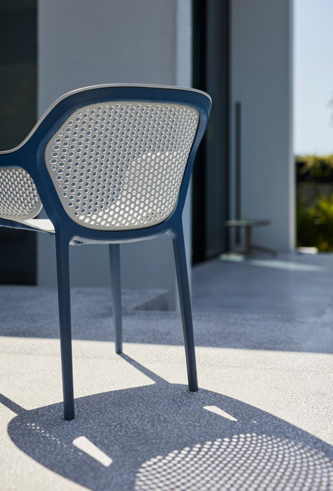 Atra Patio Dining Side Chair, Set of 2, Blue and Cool Gray