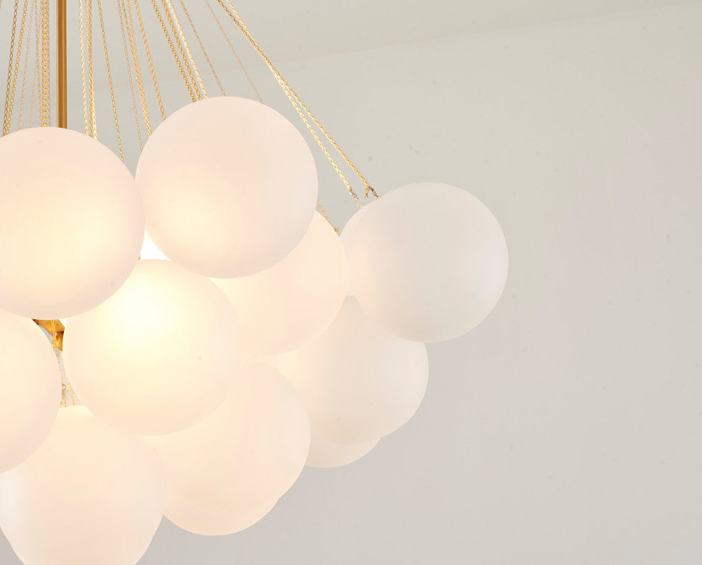Gold Metal Chandelier With Frosted Glass Shades