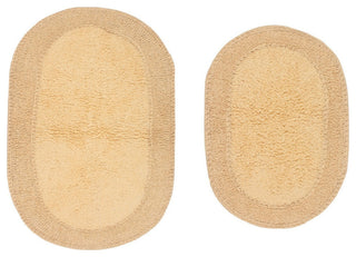 Double Ruffle Collection Bath Rugs Set, 2 Piece Set, Butter