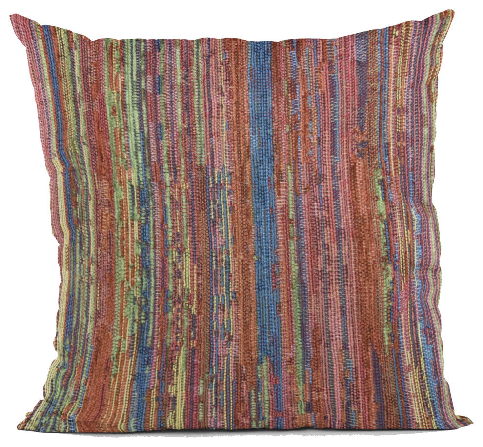 Plutus Multi-Color Red Sea Stripe Luxury Throw Pillow, 12"x20"