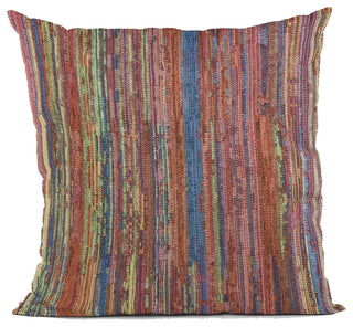 Plutus Multi-Color Red Sea Stripe Luxury Throw Pillow, 12"x20"