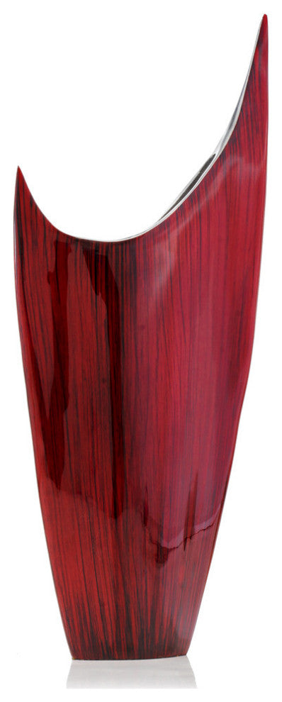 18" Red Aluminum Contemporary Pointed Table Vase