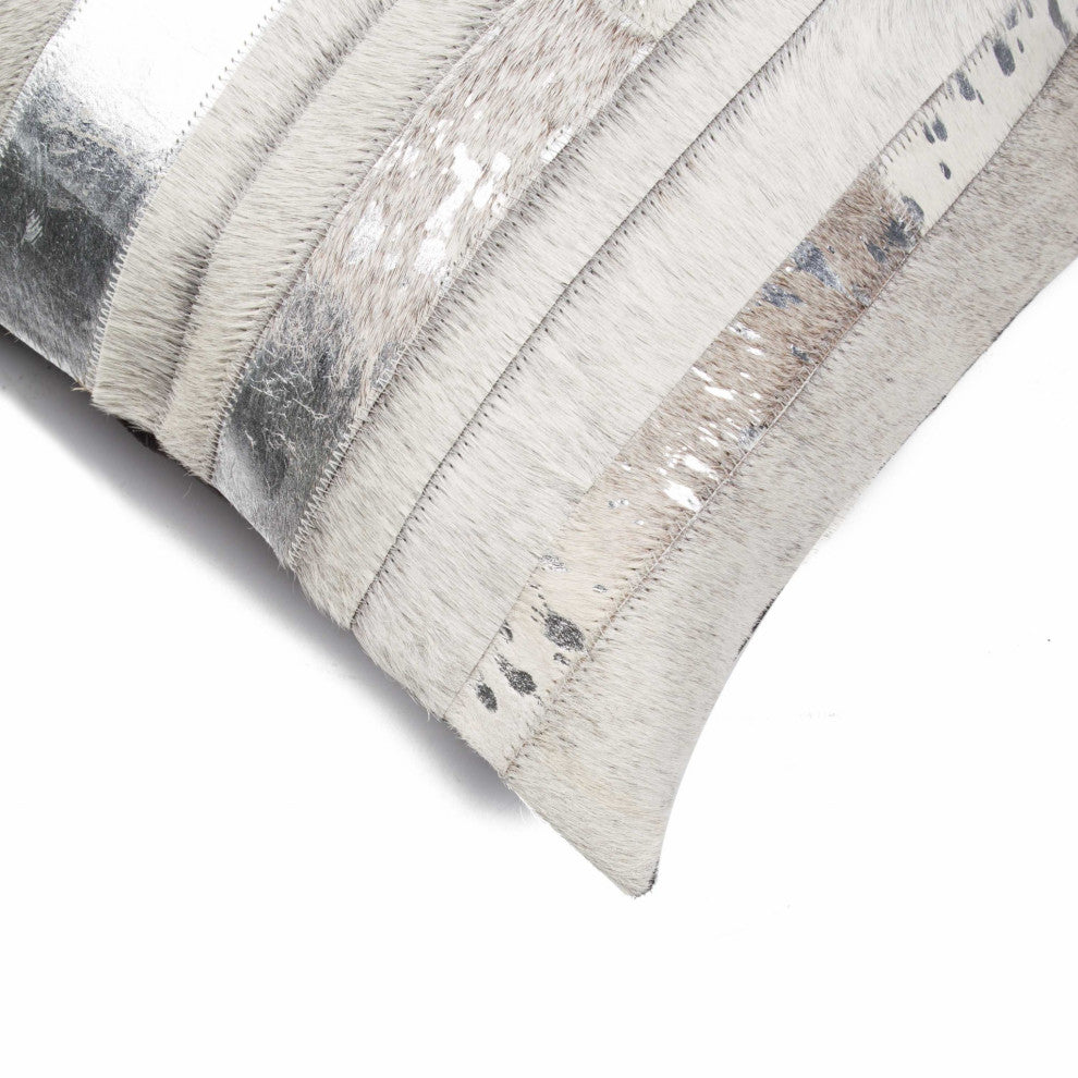 18"x18"x5" Gray and Silver Pillow