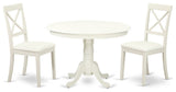 3 Pc Kitchen Set, Kitchen Table, 2 Faux Leather Seat Dining Chairs, White