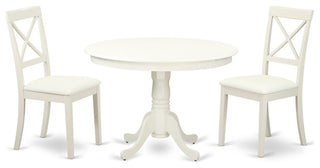 3 Pc Kitchen Set, Kitchen Table, 2 Faux Leather Seat Dining Chairs, White