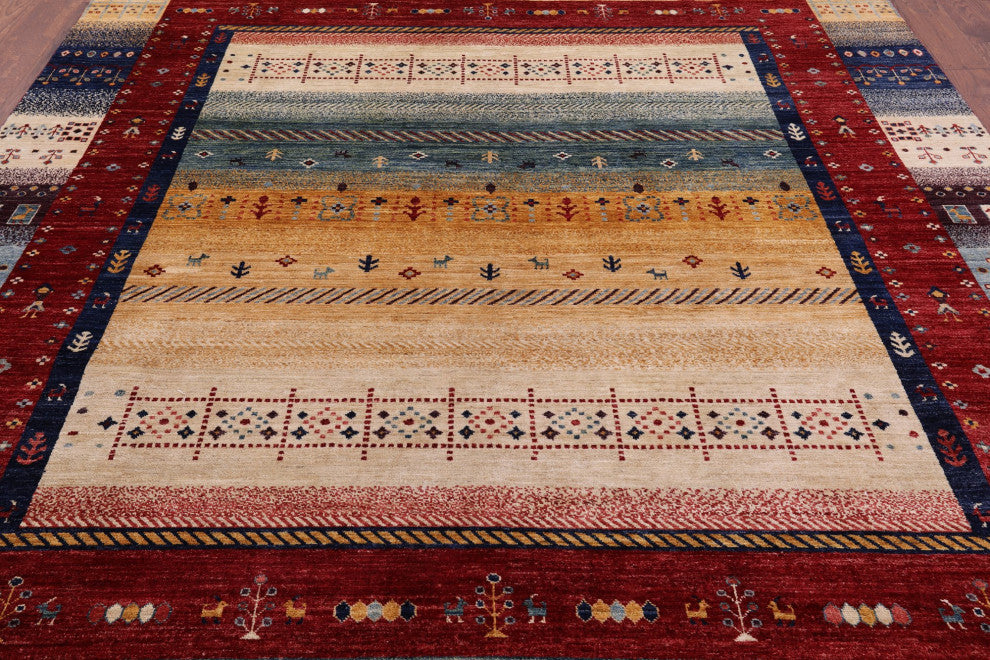 8' 2" X 9' 7" Tribal Persian Gabbeh Handmade Rug Q5546