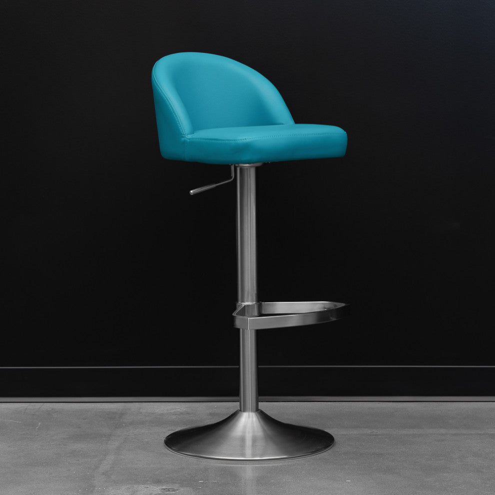 Mimi Adjustable Height Swivel Armless Barstool, Teal