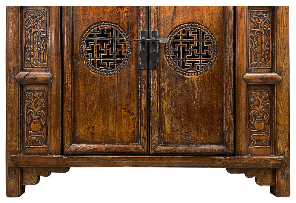 Consigned 19 Century Antique Chinese Carved Coffer/Cabinet