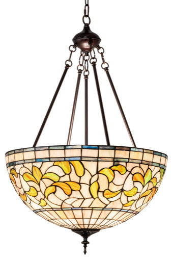 Meyda Lighting 232184 20" Wide Tiffany Turning Leaf Inverted Pendant