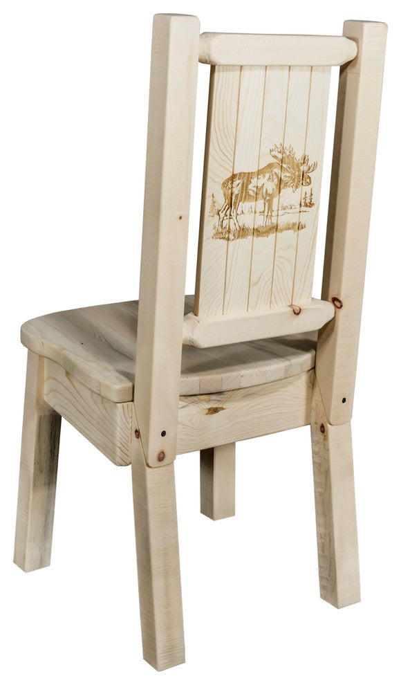 Homestead Collection Side Chair, Moose Design, Ready to Finish