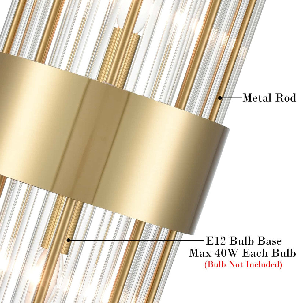 Glass Wall Sconces, Set of 2, Brass