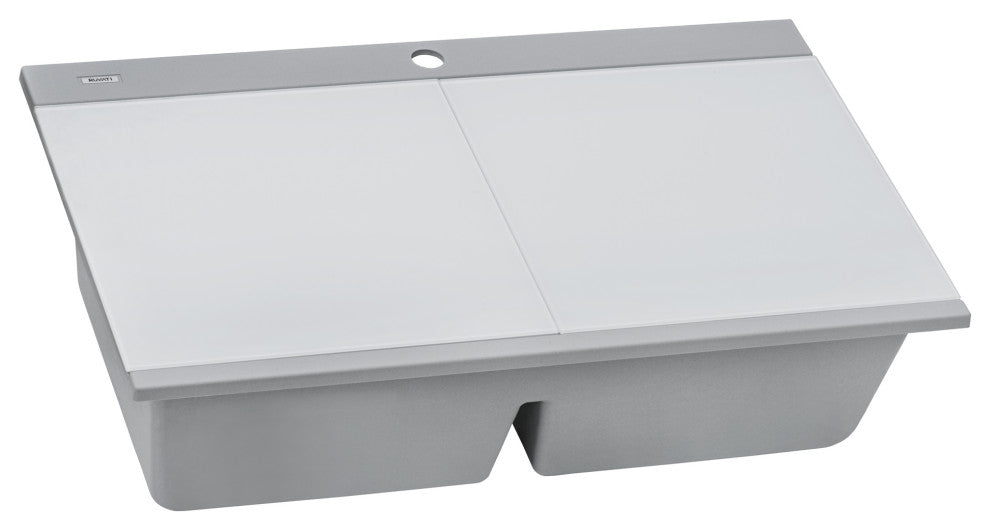 34 inch Workstation Granite Composite Sink - Silver Gray - RVG1350GR