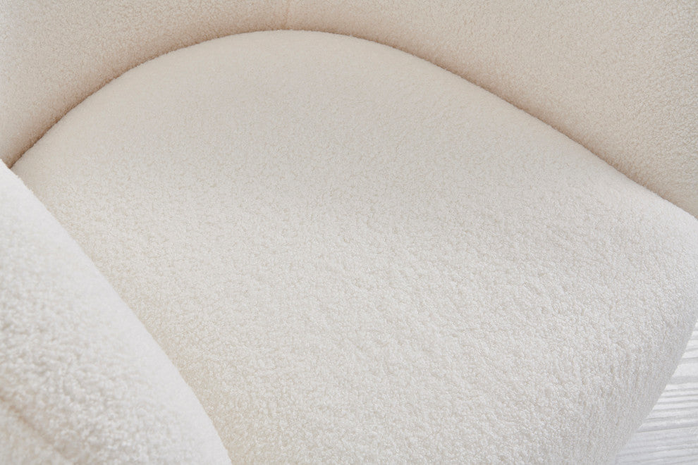 LUXMOD Modern Boucle White Armchair Reading Lounge Chair, White
