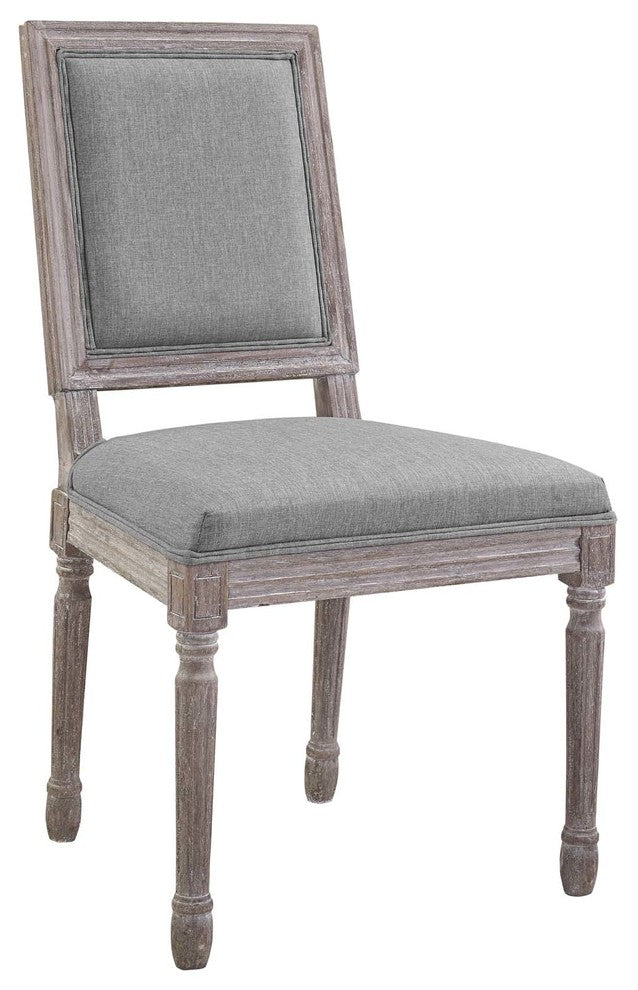 Light Gray Court Dining Side Chair Upholstered Fabric Set of 4
