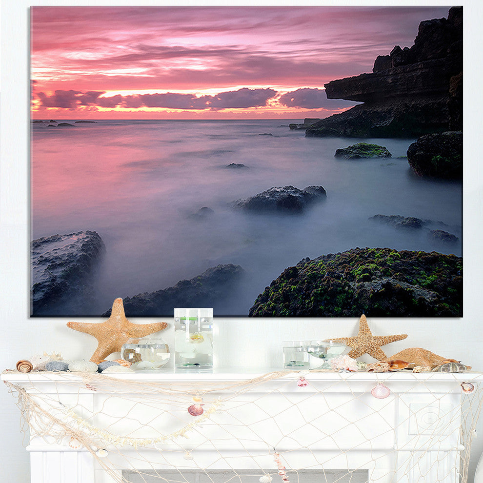 "Emerge From Water Samarra Beach" Contemporary Seascape Art Canvas, 40"x20"