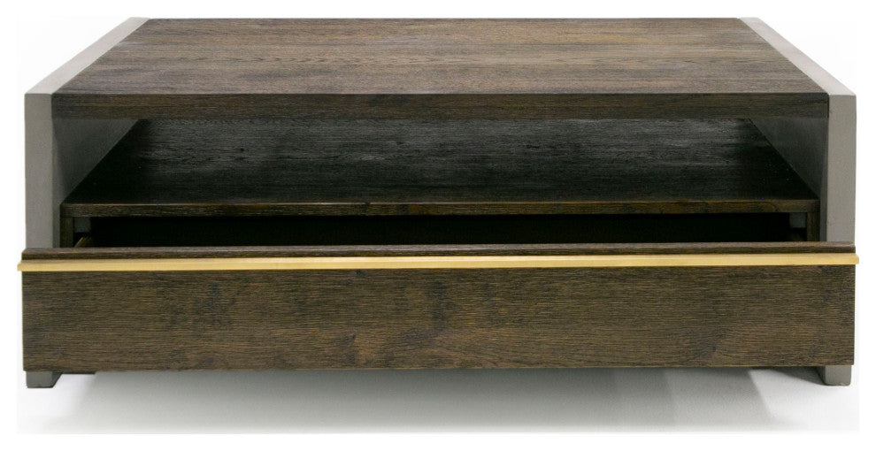 Modrest Melbost Modern Dark Gray Concrete and Walnut Coffee Table