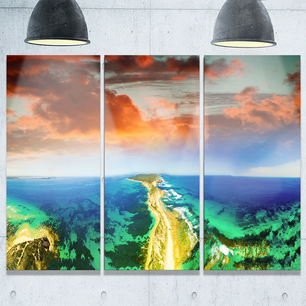 "Green Fort Nepean Road from Helicopter" Metal Wall Art, 3 Panels, 36"x28"