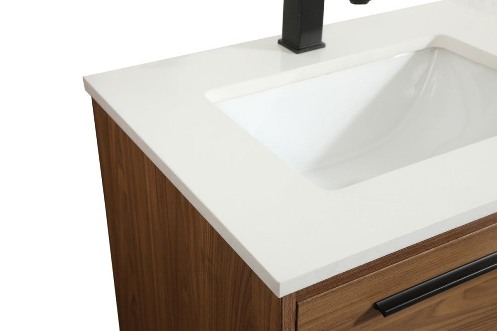 Rabi Single Bathroom Vanity, Walnut Brown, 24"