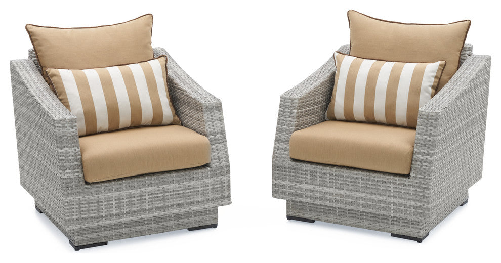 Cannes 2 Piece Aluminum Outdoor Patio Club Chairs, Beige