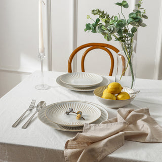 Stone Lain Linea Stoneware 24-Piece Dinnerware Set, White