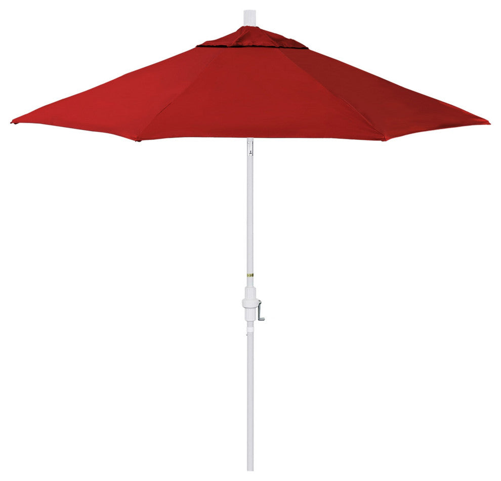 9' Patio Umbrella White Pole Fiberglass Ribs Collar Tilt Pacific Premium, Red